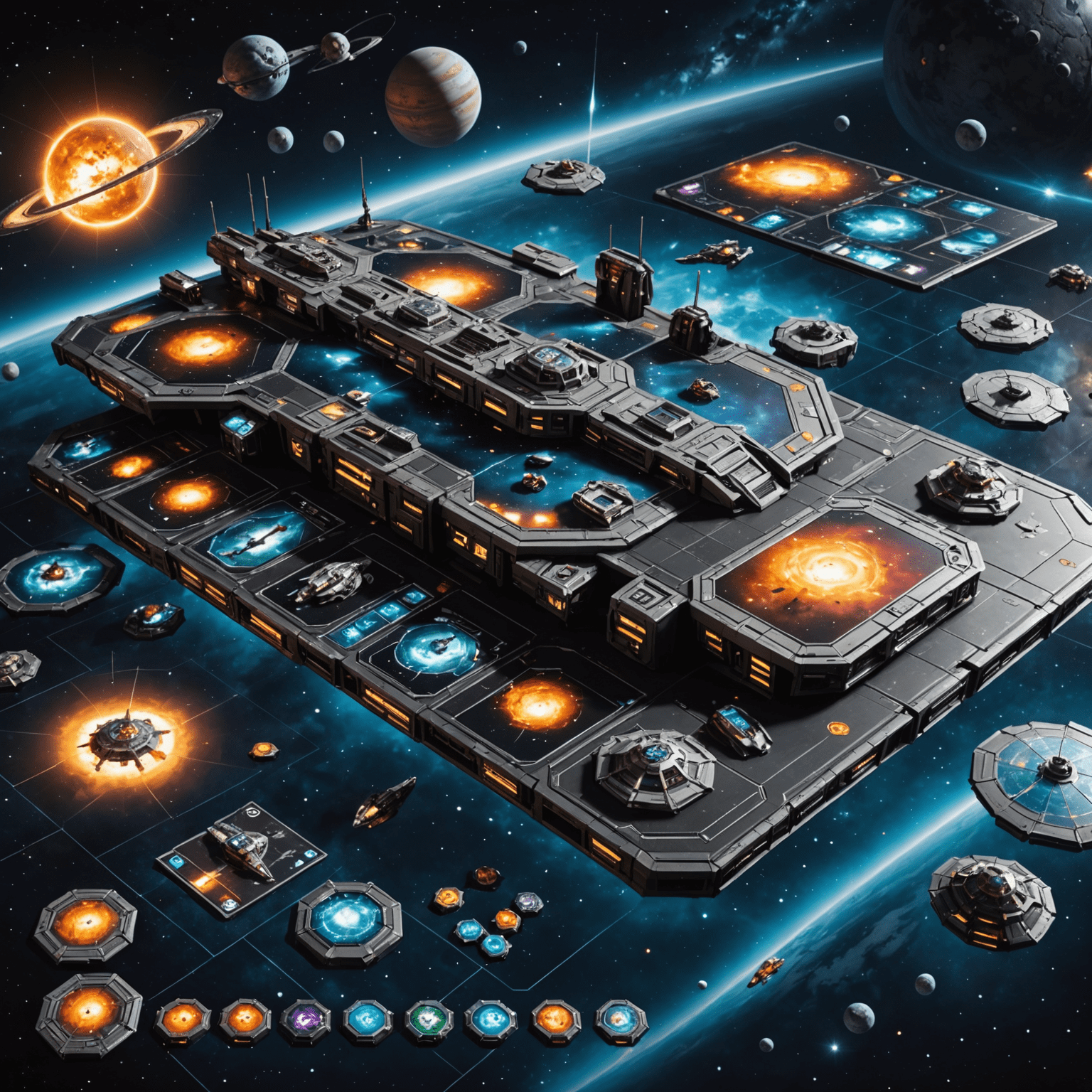 An epic space opera board game with detailed miniatures and a vast galaxy map